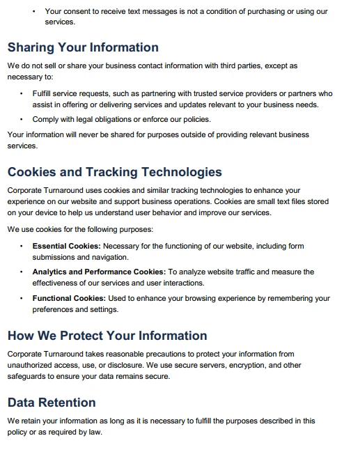 Corporate Turnaround Privacy Policy